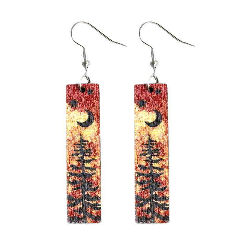 Wholesale 2pairs/pack Night Forest Wooden Earrings